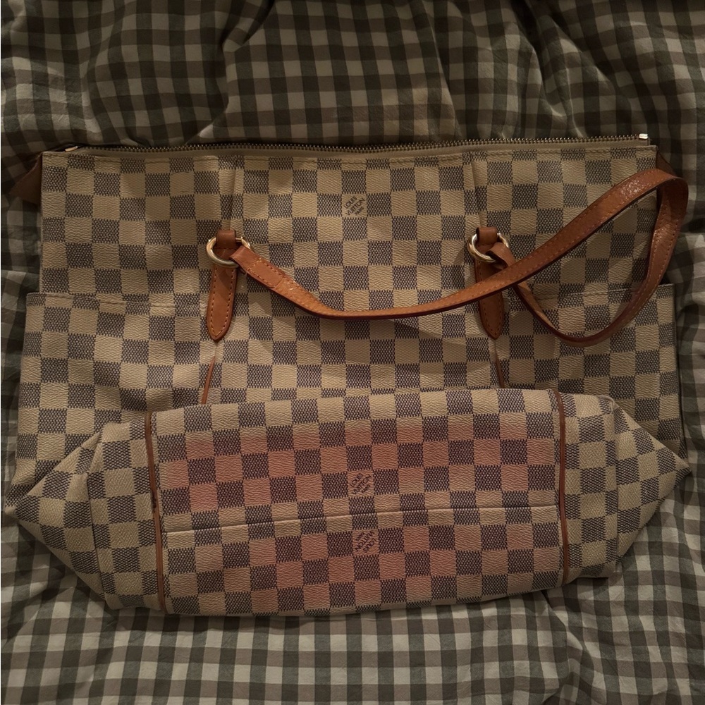 Brown and Tan Checkered Tote - Picture 2 of 3